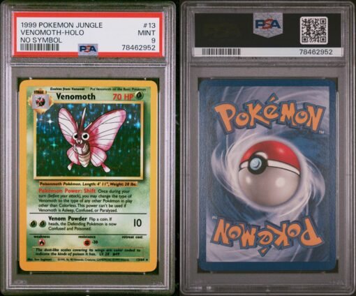 1999 Pokemon Jungle ERROR VENOMOTH NO SYMBOL 13/64 PSA 9 - Image 2