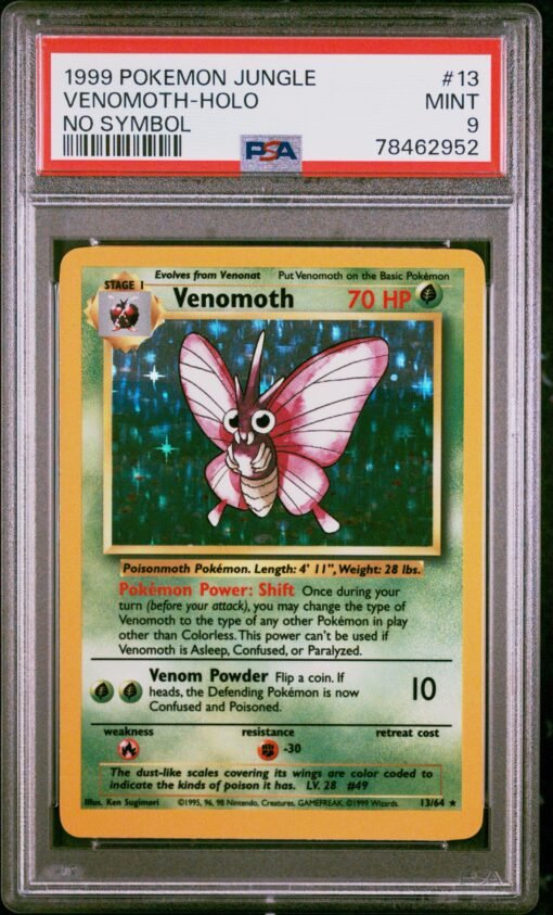 1999 Pokemon Jungle ERROR VENOMOTH NO SYMBOL 13/64 PSA 9
