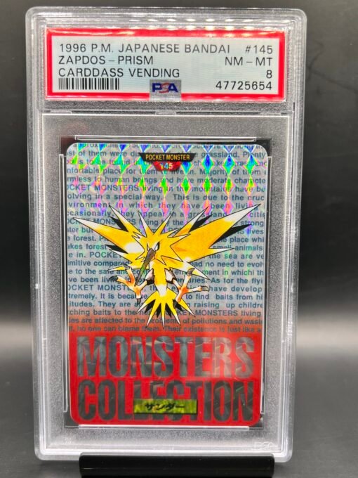 1996 POKEMON JAPANESE BANDAI CARDDASS VENDING #145 ZAPDOS-PRISM RED PSA 8 - Image 2