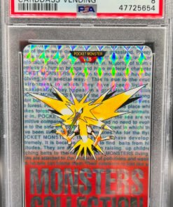 1996 POKEMON JAPANESE BANDAI CARDDASS VENDING #145 ZAPDOS-PRISM RED PSA 8