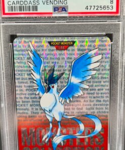 1996 Pokemon Japanese Bandi Carddass Articuno Red PRISM #144 PSA 8
