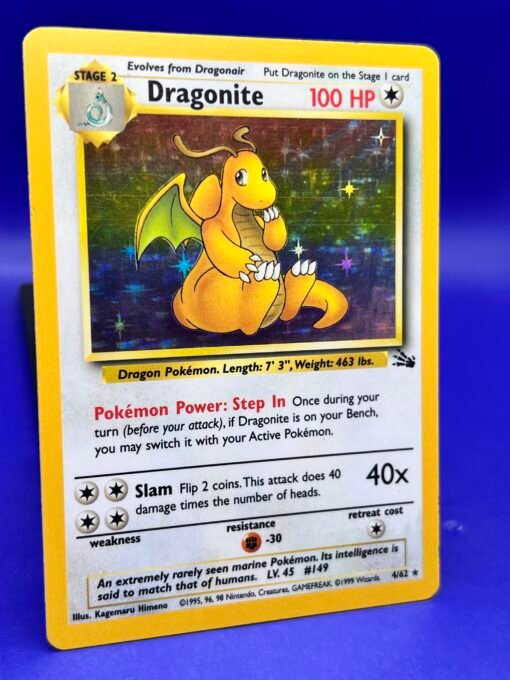 1999 Pokémon Unlimited Fossil DRAGONITE Holo LP+ - Image 5