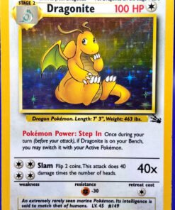 1999 Pokémon Unlimited Fossil DRAGONITE Holo LP+