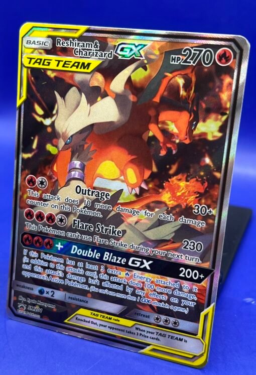 2019 Pokemon Sun & Moon Promo Reshiram &Charizard GX SM201 Ultra Rare LP - Image 4