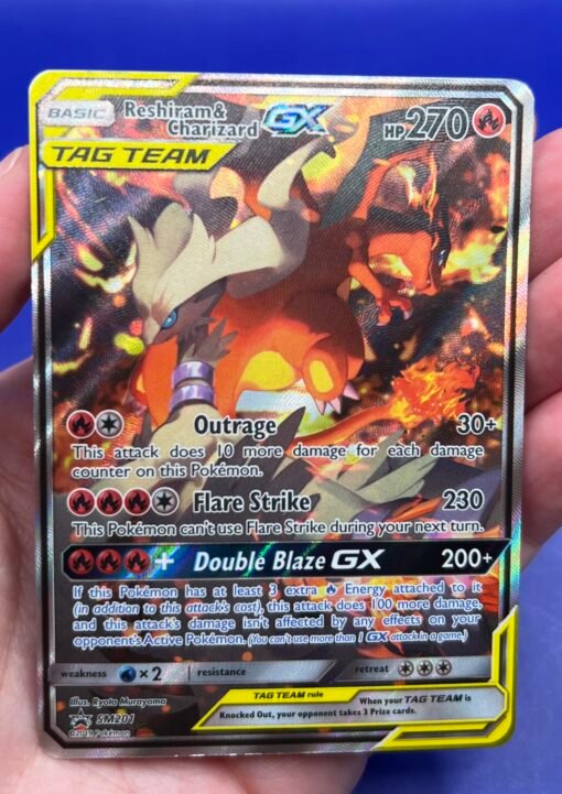 2019 Pokemon Sun & Moon Promo Reshiram &Charizard GX SM201 Ultra Rare LP - Image 8