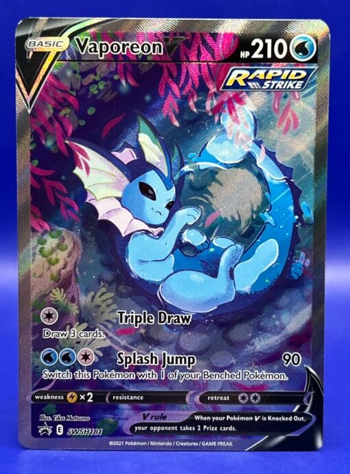2021 Pokémon Sword & Shield Vaporeon V SWSH181 Holo Black Star Promo NM - Image 2