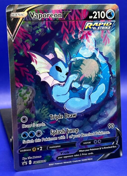 2021 Pokémon Sword & Shield Vaporeon V SWSH181 Holo Black Star Promo NM - Image 3