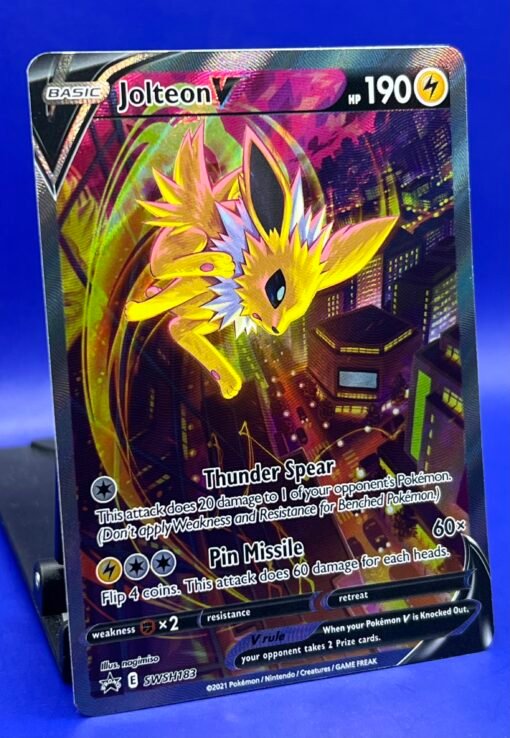 2021 Pokémon Sword & Shield Jolteon V SWSH183 Holo Black Star Promo NM - Image 3