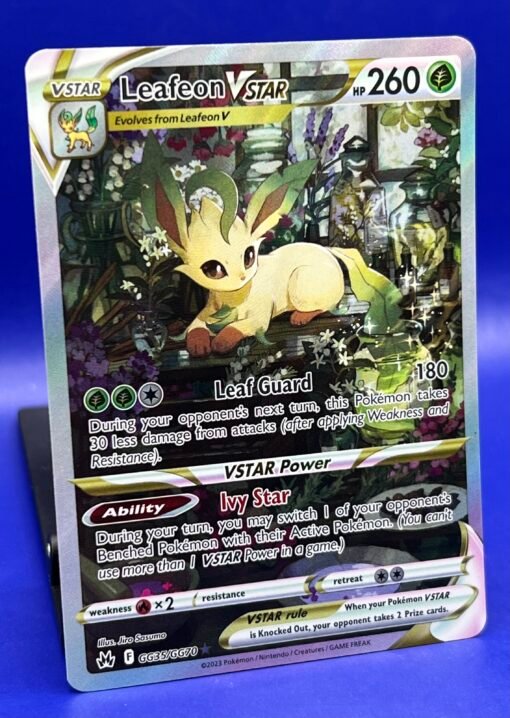 2023 Pokemon Crown Zenith Leafeon VSTAR GG35 Galerian Gallery Holo NM - Image 3