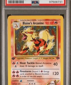 2000 Pokemon Gym Challenge 1st Edition Blaine's Arcanine #1 Holo Rare PSA 8