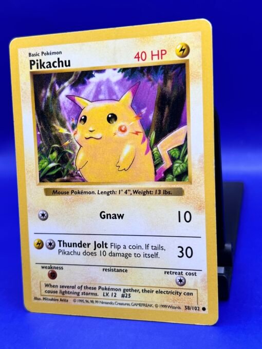 1999 Pokemon Base Set Pikachu #58 Red Cheeks Shadowless LP-MP - Image 4