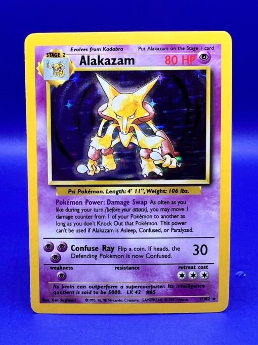1999 Pokemon Base Set Unlimited #1 Alakazam NM- - Image 3