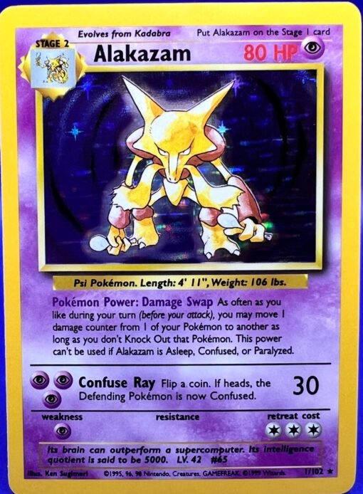 1999 Pokemon Base Set Unlimited #1 Alakazam NM-