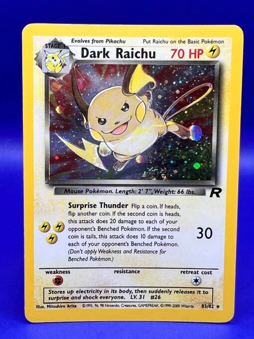 2000 Pokémon Team Rocket Unlimited Dark Raichu Holo SECRET RARE 83/82 LP - Image 3