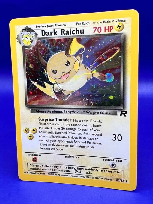 2000 Pokémon Team Rocket Unlimited Dark Raichu Holo SECRET RARE 83/82 LP - Image 4