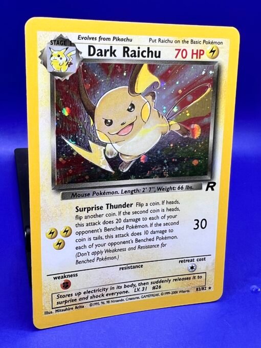 2000 Pokémon Team Rocket Unlimited Dark Raichu Holo SECRET RARE 83/82 LP - Image 5