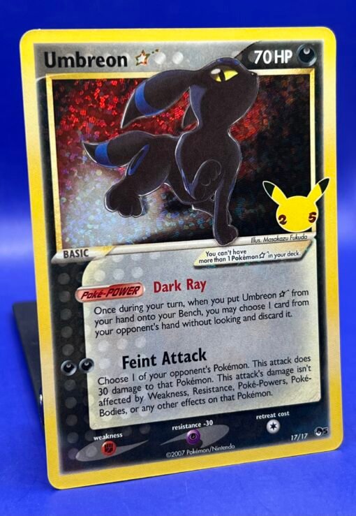 2007 Pokemon Celebrations 25th Classic Collection Umbreon 17/17 Gold Star NM - Image 3