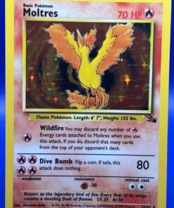 1999 Pokemon WOTC Moltres 12/62 Fossil Set Rare Holo LP+