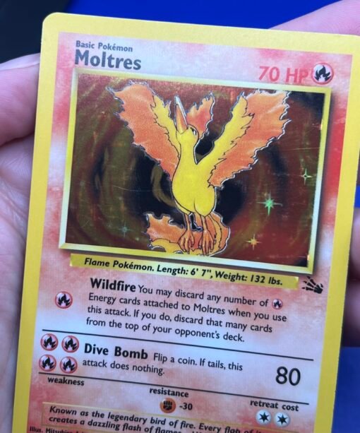 1999 Pokemon WOTC Moltres 12/62 Fossil Set Rare Holo LP+ - Image 9