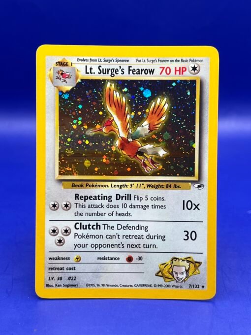 2000 Pokemon Gym Heroes Lt. Surge’s Fearow 7/132 Holo NM - Image 2
