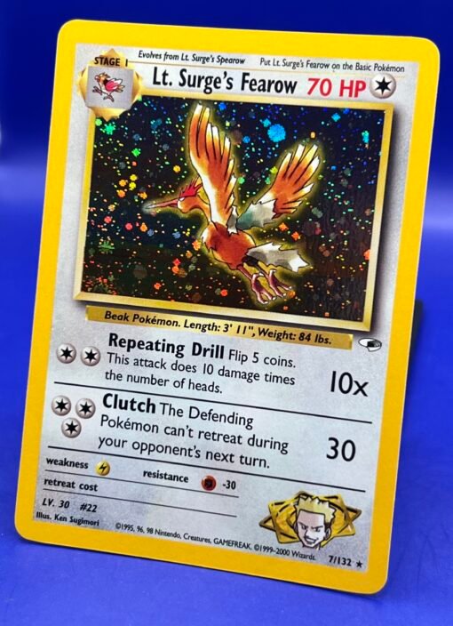 2000 Pokemon Gym Heroes Lt. Surge’s Fearow 7/132 Holo NM - Image 4