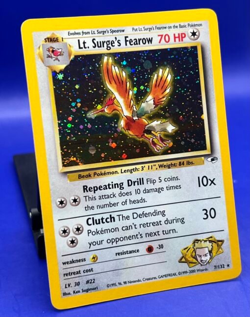 2000 Pokemon Gym Heroes Lt. Surge’s Fearow 7/132 Holo NM - Image 6