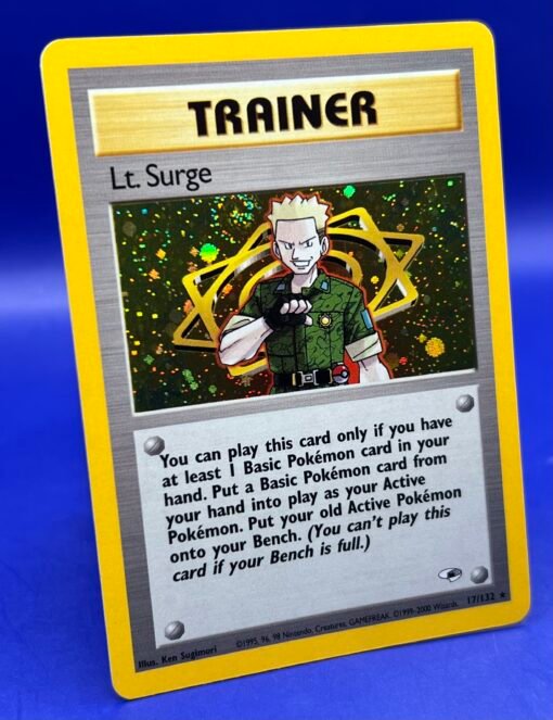 2000 Pokemon Gym Heroes Lt. Surge 17/132 Trainer Holo SWIRL NM- - Image 4