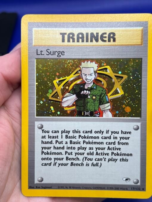 2000 Pokemon Gym Heroes Lt. Surge 17/132 Trainer Holo SWIRL NM- - Image 10