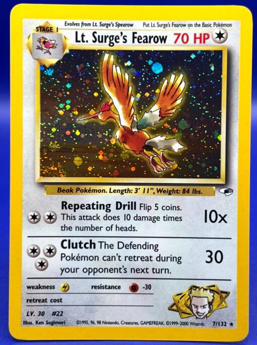2000 Pokemon Gym Heroes Lt. Surge’s Fearow 7/132 Holo NM
